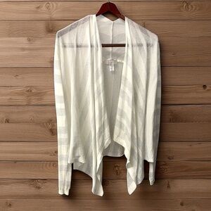 LOFT Cream and Gray Knit Cardigan